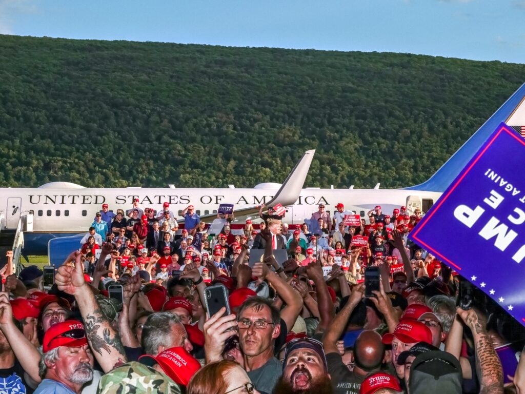 Booing the media at a Trump rally. Montoursville, Pennsylvania, 2019