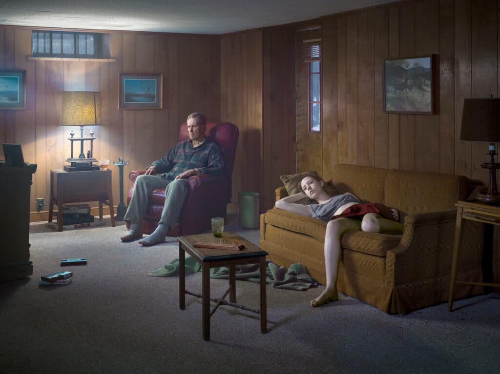 Gregory Crewdson, The Basement, From the series: Cathedral of the Pines, 2013-2014. Digital pigment print. The ALBERTINA Museum, Vienna, Permanent loan – Private Collection © Gregory Crewdson