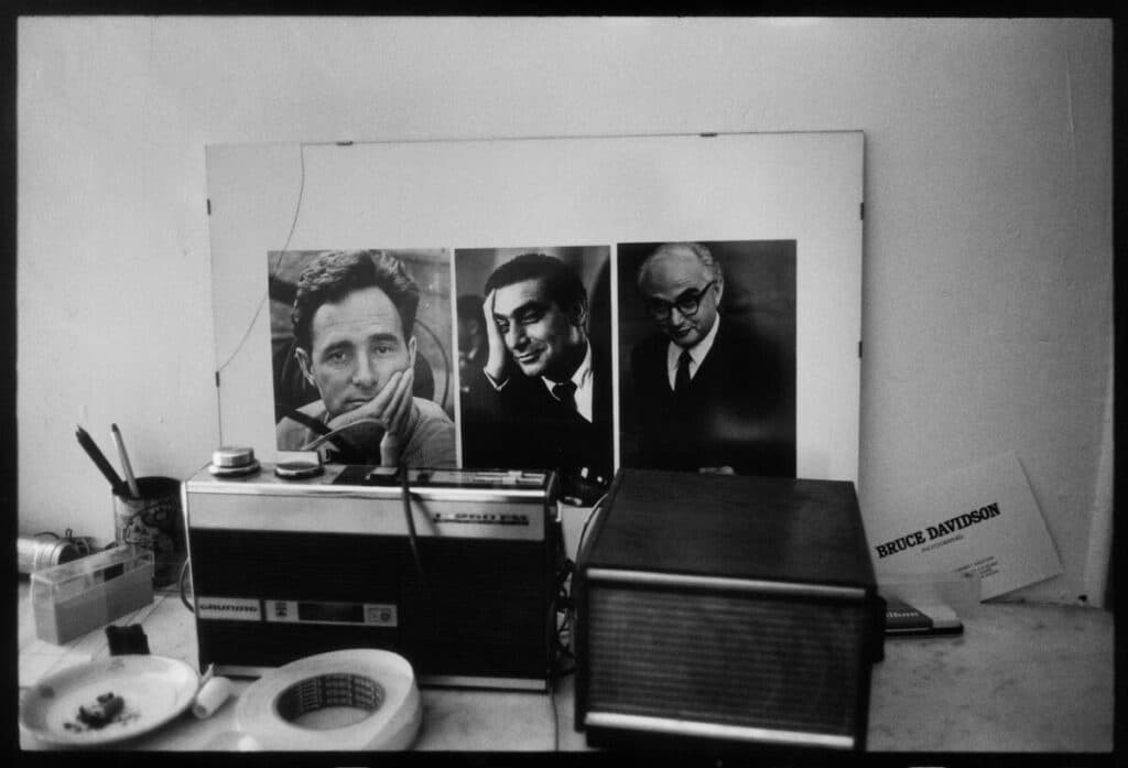 Magnum Photos office. Photographs of Werner Bischof, Robert Capa and David Seymour. 1978. Rue Christine, Paris, France. 1978. © Raymond Depardon / Magnum Photos