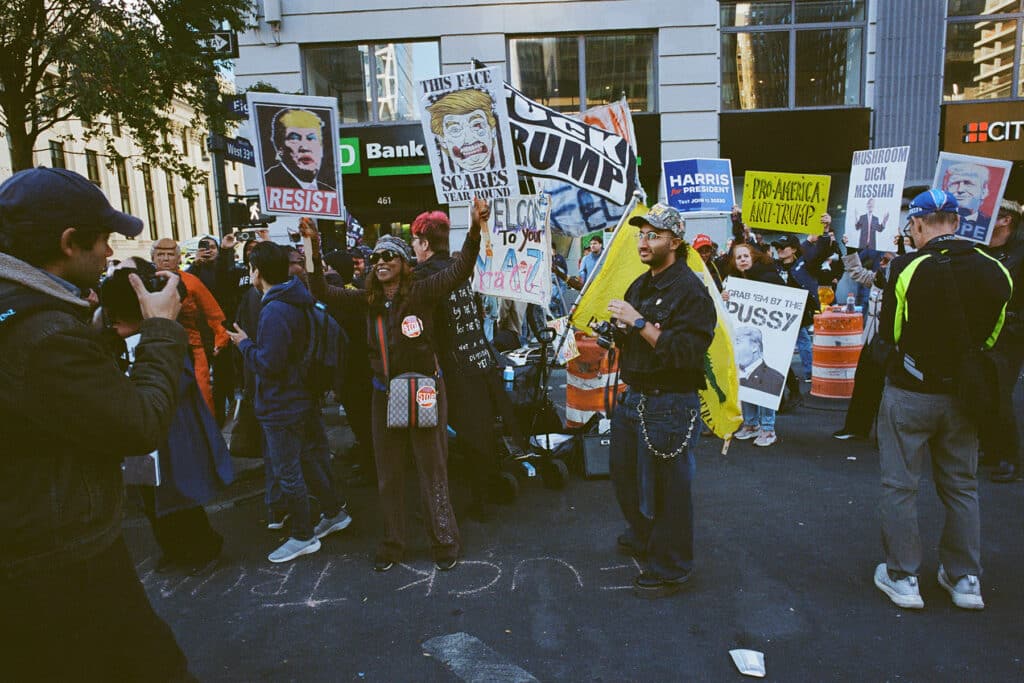 Protestors at the Donald Trump Rally at Madison Square Garden. New York City. October 27, 2024 © Robert E. Gerhardt